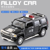 福特野马警车玩具仿真合金汽车模型儿童110玩具车男孩小汽车玩具 悍马H3警车-黑