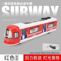 仿真1/87城市轻轨组火车模型 儿童玩具车回力车高铁动车磁力车模 轻轨A车头红[盒装]