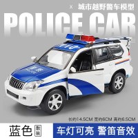 仿真1/32牧马人警车合金车模 男孩玩具车特警车警察车汽车模型 SUV警车蓝