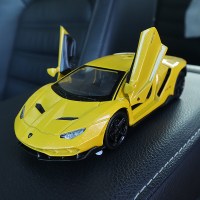 合金仿真跑车车载汽车模型摆件车内饰品摆件小汽车内中控装饰底 兰博770黄[带可拆卸底座][尺寸:15.5×6.6×3.8