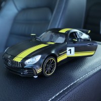 合金仿真跑车车载汽车模型摆件车内饰品摆件小汽车内中控装饰底 大奔GTAMG黑黄[带可拆卸底座][尺寸:15×6.6×3.