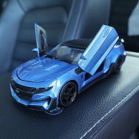 合金仿真跑车车载汽车模型摆件车内饰品摆件小汽车内中控装饰底 大黄蜂蓝[带可拆卸底座][尺寸:15.8×6.3×4.5cm