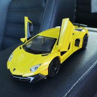 车内饰品摆件小汽车模型仿真合金中控装饰车模型摆件儿童玩具车 兰博750黄[带可拆卸底座][尺寸:15.2×6.4×3.8