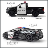 福特皮卡车模猛禽警车110玩具合金车模福特野马汽车救护车模型 城市警务2辆[皮卡+兰博]