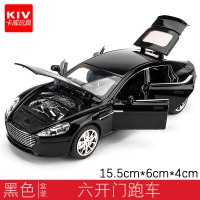 合金车模型玩具车六开跑车模型声光回力汽车模型儿童玩具车 黑色[盒装]