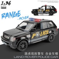1:36仿真路虎揽胜警车合金车模公安越野汽车模型男孩玩具车回力车 揽胜黑色警车[盒装]