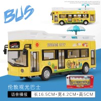 敞篷巴士玩具车伦敦双层巴士合金公交车开校车模型儿童玩具车 伦敦观光巴士★黄[盒装]