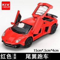LP750合金车模型回力车儿童玩具车仿真车模声光小汽车尾翼跑车 尾翼版跑车红色[礼盒装]