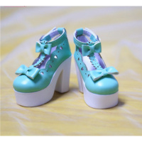 叶罗丽改妆娃娃衣服鞋子夜萝莉仙子假发叶萝莉换装头发全套配件 绿色高跟鞋 娃娃配饰不包含娃娃