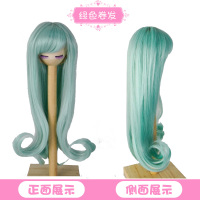 叶罗丽娃娃头发假毛假发叶萝莉BJD/SD60cm高温丝改妆娃娃渐变头发 薄荷香气(绿色长卷发) 60厘米娃娃假发