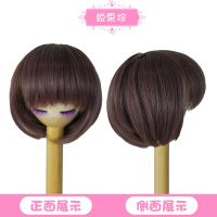 叶罗丽娃娃头发假毛假发叶萝莉BJD/SD60cm高温丝改妆娃娃渐变头发 葡萄酒舞会短栗棕 60厘米娃娃假发