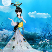 叶罗丽娃娃仙子三生三世十里桃花白浅白风九定制叶萝莉改妆娃全套 绿色定制孔雀仙子(LL) 送61元大礼包+2衣1鞋1发