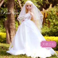 叶罗丽娃娃公主裙夜萝莉服装/衣服BJD娃娃连衣裙换装婚纱礼裙礼服 天使之心(配头纱+头链) 只是衣服,不含娃娃和其他