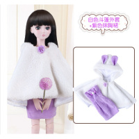 叶罗丽娃娃公主裙夜萝莉服装/衣服BJD娃娃连衣裙换装婚纱礼裙礼服 白色斗篷外套+紫色抹胸裙 60厘米娃娃适用服饰