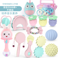 婴儿手摇铃玩具0-1岁男女孩儿宝宝牙胶3-6-12个月 水煮11件套牙胶摇铃(中号收纳盒)+音乐棒+不倒翁