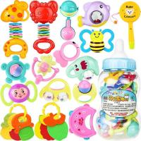 婴儿摇铃牙胶手摇铃宝宝婴儿玩具0-3-6-12个月幼儿0-1岁 奶瓶22件套摇铃