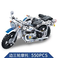 。男孩拼装积木玩具机械立体组装摩托车模型成年人高难度lega 边三轮摩托[7550颗粒]