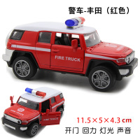 。合金车模型 兰博基尼宝马仿真警车儿童玩具车声音灯光回力汽车 越野警车-丰田FJ-红