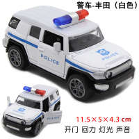 。合金车模型 兰博基尼宝马仿真警车儿童玩具车声音灯光回力汽车 越野警车-丰田FJ-白
