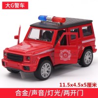 。合金车模型 兰博基尼宝马仿真警车儿童玩具车声音灯光回力汽车 越野警车-奔弛大G-红