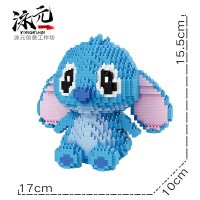 。微型迷你小颗粒积木拼装钻石超大号成人拼插玩具摆件公仔 史迪仔15cm