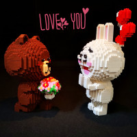 兼容乐高积木拼装成年立体微颗粒建筑高难度女城堡拼图玩具 求婚熊+萌兔（标准版）2900PCS送拆件器+指套