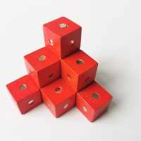 。磁性彩色正方体积木六面磁铁磁力小方块数学可拆卸立方体几何教 10粒红色
