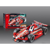 。得高积思积木回力拼装积木赛车男孩科技系列汽车拼装玩具模 3412炫红赛车