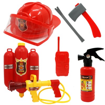 。儿童消防员玩具山姆套装幼儿园角色扮演消防服灭火器马甲帽水 5件套(小)+水枪