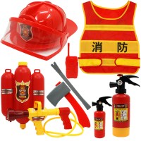 。儿童消防员玩具山姆套装幼儿园角色扮演消防服灭火器马甲帽水 小5件套+水枪+马甲+大灭火器