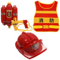 。儿童消防员玩具山姆套装幼儿园角色扮演消防服灭火器马甲帽水 马甲+帽子+水枪