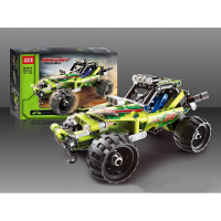 。得高积思积木回力拼装积木赛车男孩科技系列汽车拼装玩具模 3414沙漠越野车