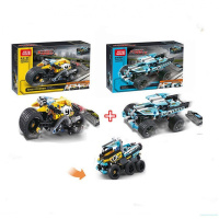 。得高积思积木回力拼装积木赛车男孩科技系列汽车拼装玩具模 3419+3420(两盒-可合体)