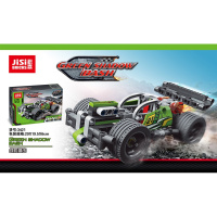 。得高积思积木回力拼装积木赛车男孩科技系列汽车拼装玩具模 3421绿影猛击