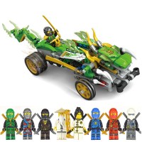。金幻影忍者人仔人偶拼装摩托战车忍者神龟积木人仔儿童玩 翠绿色爆裂青龙战车