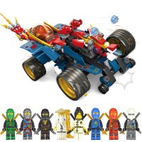 。金幻影忍者人仔人偶拼装摩托战车忍者神龟积木人仔儿童玩 酒红色爆裂凯龙战车