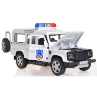 加长六轮悍马合金警车模型皮卡越野车可开真人语音儿童玩具 卫士警车白色四开门