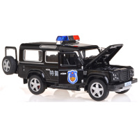 加长六轮悍马合金警车模型皮卡越野车可开真人语音儿童玩具 卫士警车黑色四开门