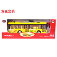 合金双节巴士模型加长无轨电车公交大巴车公共汽车儿童玩具 单节天线巴士黄色