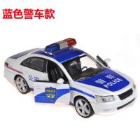 合金现代警车模型仿真火警车声光回力两开儿童玩具警笛音效 蓝色