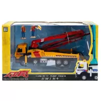 彩珀合金混凝土水泥泵车玩具仿真声光版工程车模型儿童 泵车红黄色