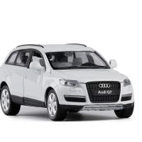 彩珀奥迪Q7合金汽车模型仿真越野车声光回力可开儿童玩具车 白色简装