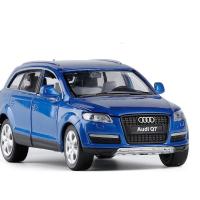 彩珀奥迪Q7合金汽车模型仿真越野车声光回力可开儿童玩具车 蓝色简装