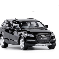 彩珀奥迪Q7合金汽车模型仿真越野车声光回力可开儿童玩具车 黑色简装