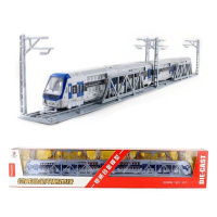 铠威合金双层地铁模型仿真火车轻轨动车高铁玩具可磁力连接带轨道 双层地铁蓝色