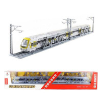 铠威合金双层地铁模型仿真火车轻轨动车高铁玩具可磁力连接带轨道 双层地铁黄色