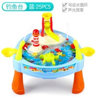 儿童钓鱼玩具仿真过家家磁性钓鱼台电动戏水钓鸭子亲子互动 777-3蓝色(钓鱼台)