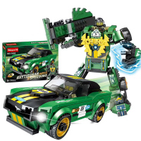 拼装积木兼容乐高玩具汽车模型跑车超级赛车男孩子城市小 军绿色战甲飞车野玛