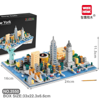 兼容乐高微型小颗粒钻石积木玩具世界建筑长城拼装大型成人高难度 纽约街道[1531PCS]收藏送灯饰