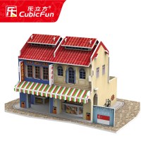 乐立方拼图立体3d模型成人diy玩具高难度手工制作纸房子legao 新加坡唐人街